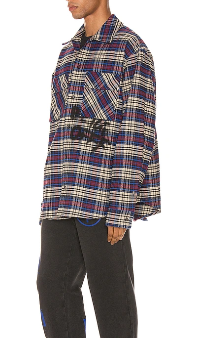 Shop Off-white Flannel Check Shirt In Blue & Black