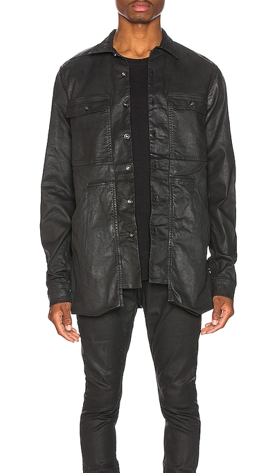 Shop Rick Owens Drkshdw Cargo Pocket Shirt In Black Wax