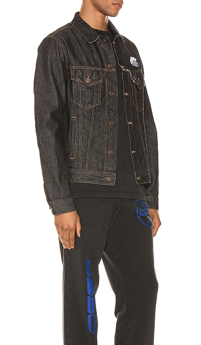 Shop Off-white Arrow Slim Denim Jacket In Black