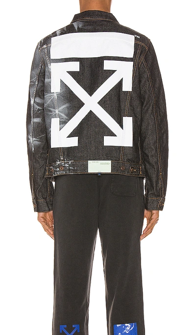 Shop Off-white Arrow Slim Denim Jacket In Black