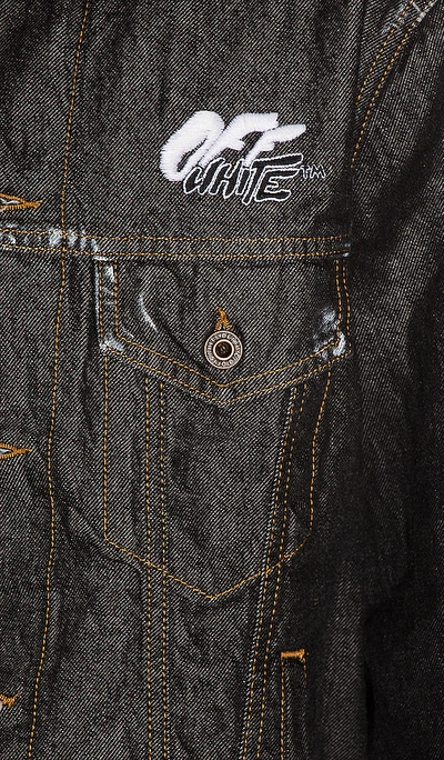 Shop Off-white Arrow Slim Denim Jacket In Black
