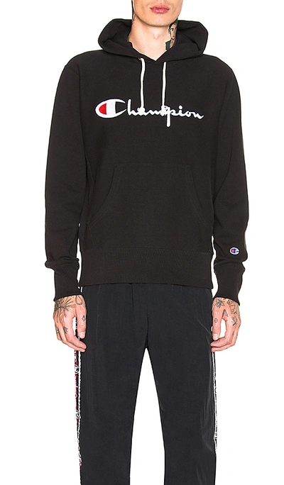 Shop Champion Hooded Sweatshirt In Black