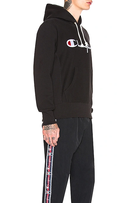 Shop Champion Hooded Sweatshirt In Black