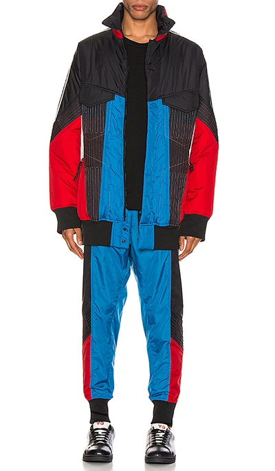 Shop Y-3 Color Block Shell Track Pant In Black & Dassler Blue & Archive Grey & Yohji Red
