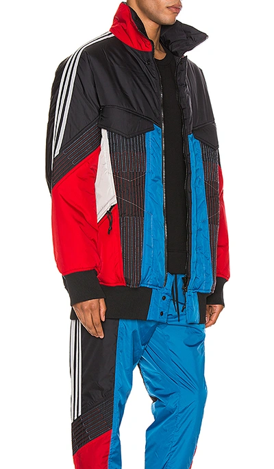 Shop Y-3 Color Block Shell Padded Track Jacket In Black & Dassler Blue & Archive Grey & Yohji Red