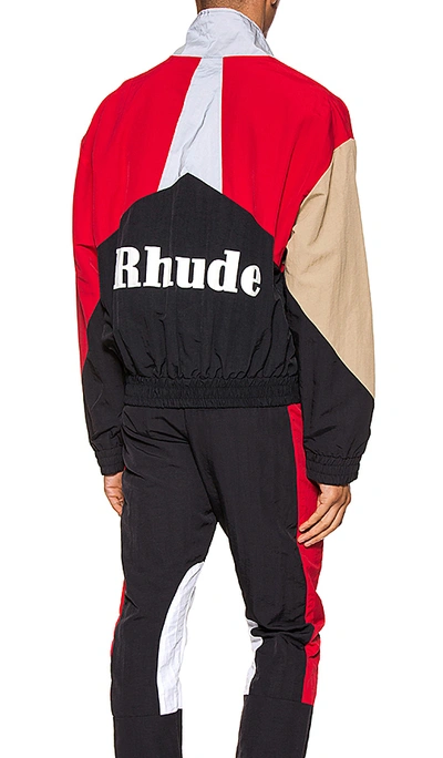 Shop Rhude Flight Jacket In Red & Black & Tan