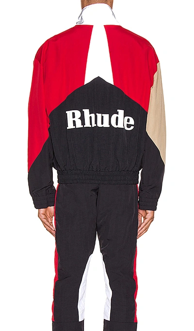 Shop Rhude Flight Jacket In Red & Black & Tan