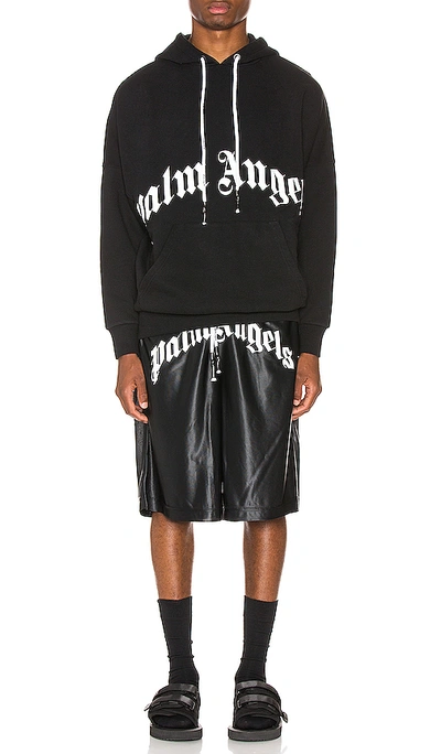 Shop Palm Angels Logo Mesh Shorts In Black & White