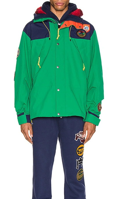 Shop Polo Ralph Lauren Cotton Nylon Blend Anorak In Cruise Navy & Kayak Green