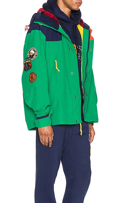 Shop Polo Ralph Lauren Cotton Nylon Blend Anorak In Cruise Navy & Kayak Green
