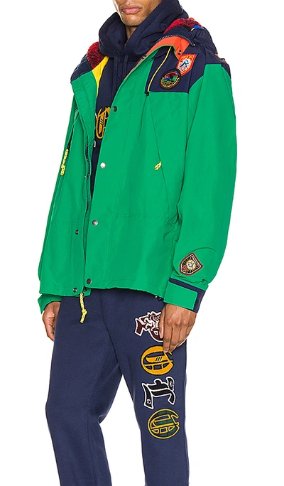 Shop Polo Ralph Lauren Cotton Nylon Blend Anorak In Cruise Navy & Kayak Green