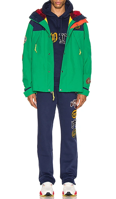 Shop Polo Ralph Lauren Cotton Nylon Blend Anorak In Cruise Navy & Kayak Green