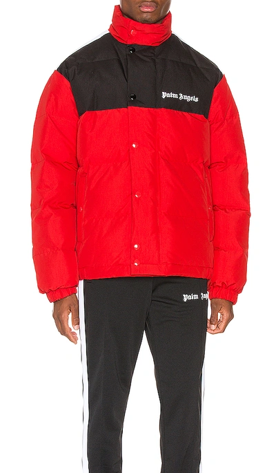 Shop Palm Angels Down Track Jacket In Red & White