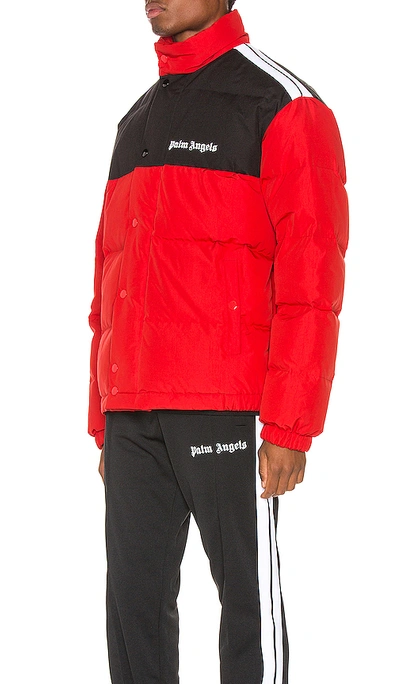 Shop Palm Angels Down Track Jacket In Red & White