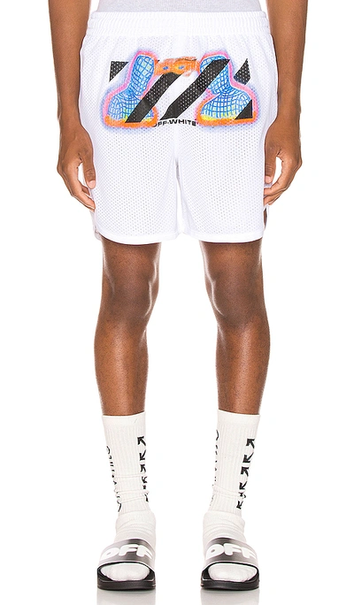 Shop Off-white Thermo Mesh Shorts In White Multi