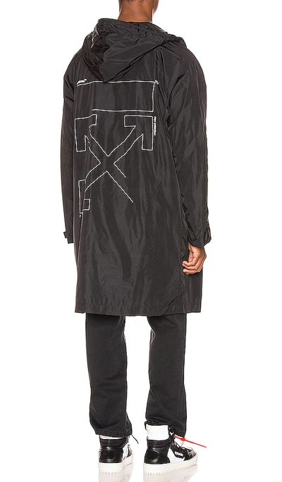 Shop Off-white Unfinished Raincoat In Black & Silver