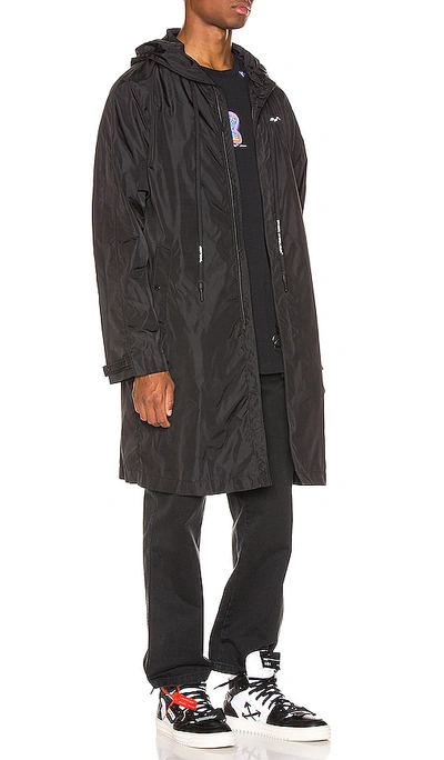 Shop Off-white Unfinished Raincoat In Black & Silver