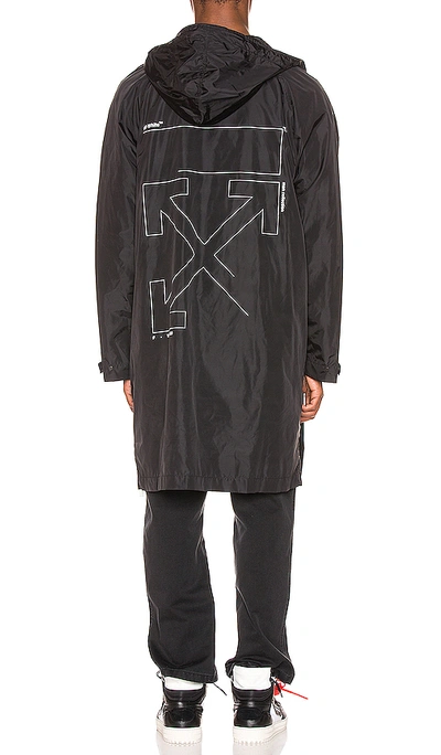 Shop Off-white Unfinished Raincoat In Black & Silver
