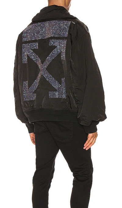 Shop Off-white Arrow Garment Dyed Bomber In Black & Silver