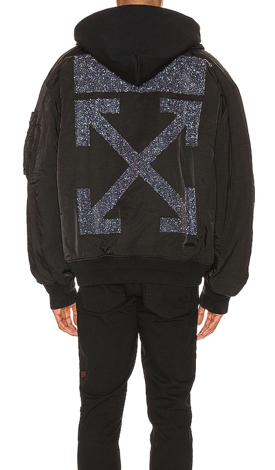 Shop Off-white Arrow Garment Dyed Bomber In Black & Silver