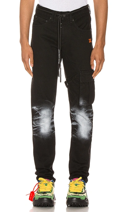 Shop Off-white Slim Asymmetric Jeans In Black