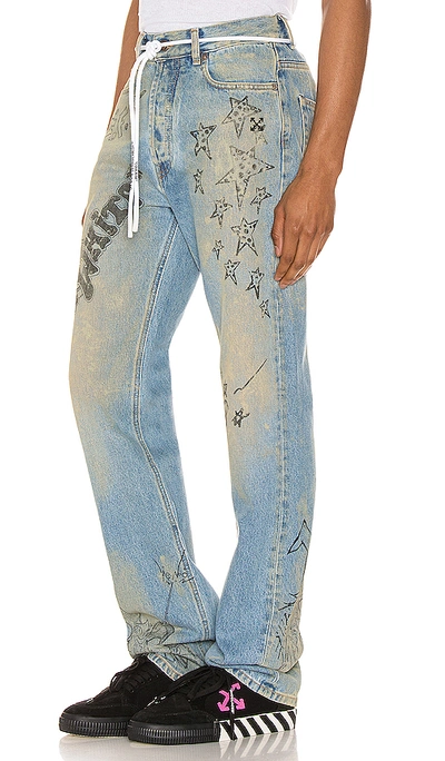 Shop Off-white Wizard Relaxed Fit Jeans In Extreme Bleach