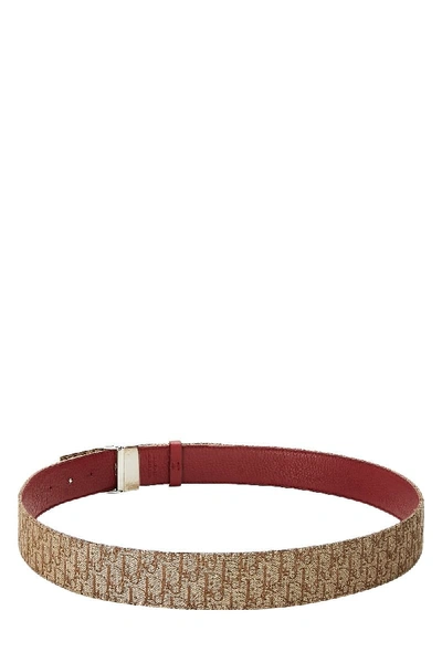 Pre-owned Dior Burgundy & Brown Trotter Canvas Reversible Belt 90