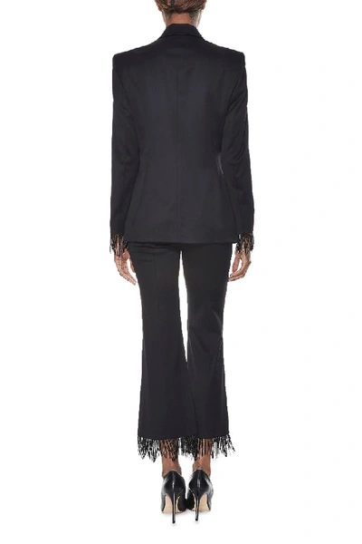 Shop Escada Black Wool Blend Fringe Pant Suit