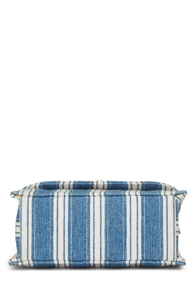 Pre-owned Chanel Blue Stripe Denim Shoulder Bag