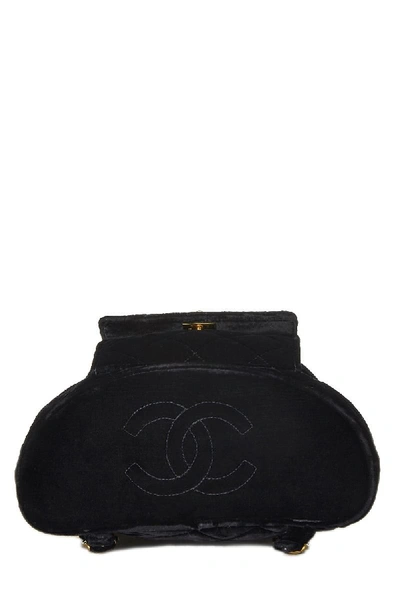 Pre-owned Chanel Black Quilted Velvet Classic Backpack Medium
