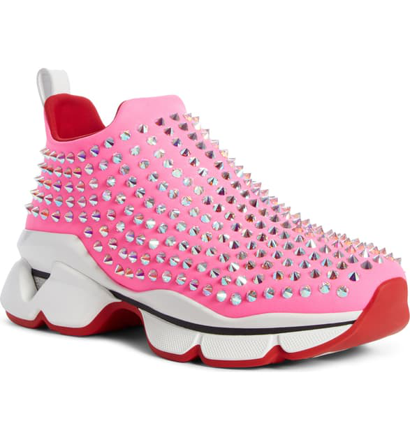 christian louboutin spike sock donna red sole sneakers