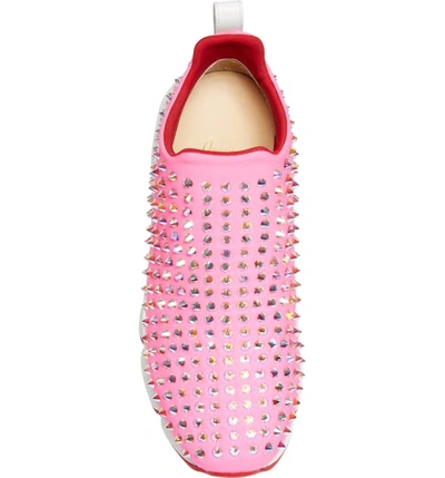 Shop Christian Louboutin Spike Sock Donna Sneaker In Rose Fluo/ Silver