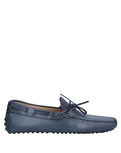 Shop Tod's Man Loafers Slate Blue Size 9 Soft Leather