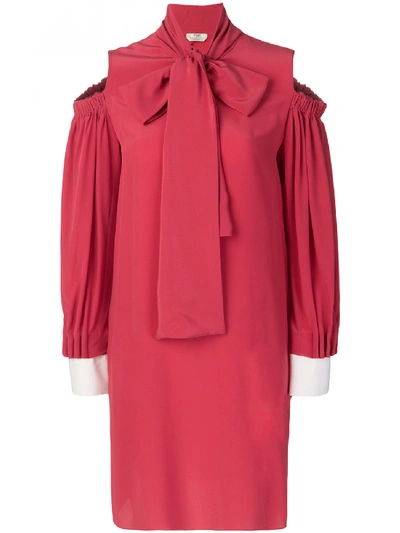 Shop Fendi Silk Dress In Red