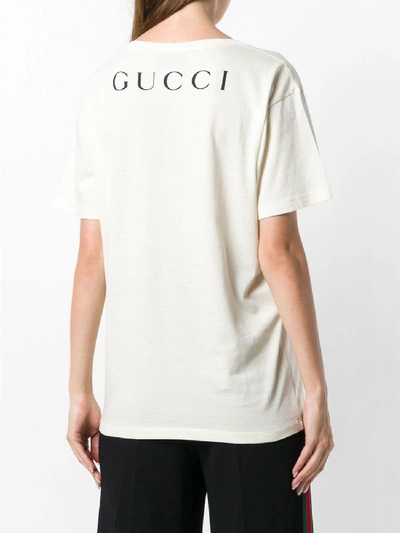 Shop Gucci Printed Cotton T-shirt In Red