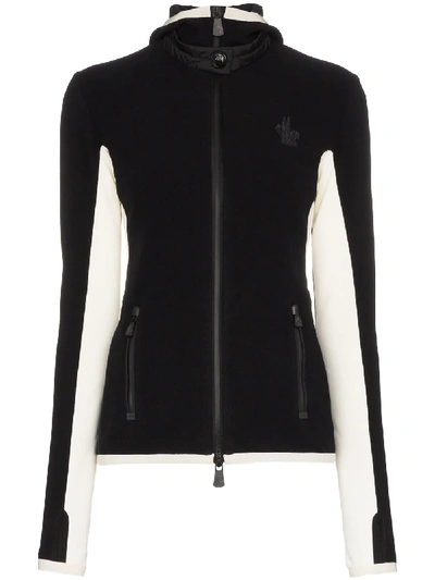 Shop Moncler Slim Fit Hooded Jacket In Black ,white