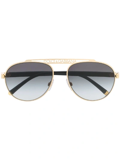 Shop Dolce & Gabbana Aviator-style Sunglasses In Gold