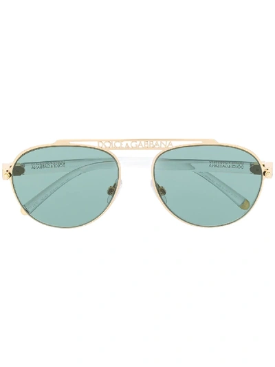Shop Dolce & Gabbana Dg2235 Aviator-frame Sunglasses In Gold