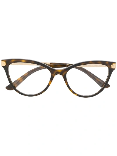 Shop Dolce & Gabbana Tortoiseshell Cat Eye Glasses In Braun