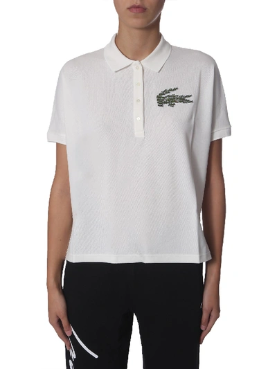 Shop Lacoste "multiple Coccodrille" Polo In White
