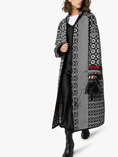 Shop Haider Ackermann Contrast Print Long Coat In Black