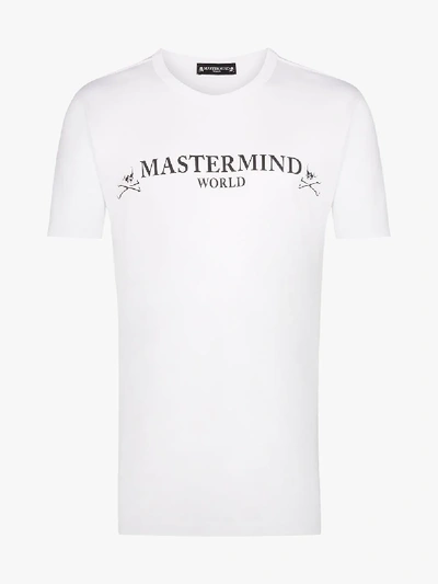 Shop Mastermind Japan White Logo Print T-shirt