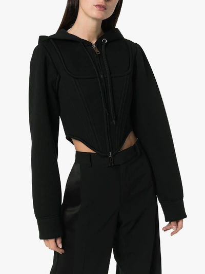 Shop Burberry Grace Corset Hoodie In Black