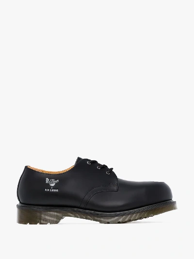 Shop Raf Simons X Dr. Martens Asymmetric Leather Derby Shoes In Black