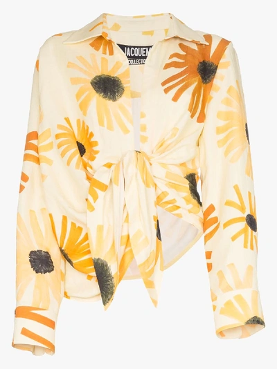 Shop Jacquemus La Chemise Bahia Floral Blouse In Yellow