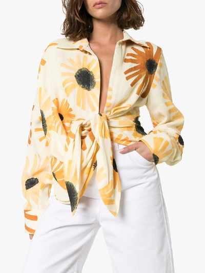 Shop Jacquemus La Chemise Bahia Floral Blouse In Yellow