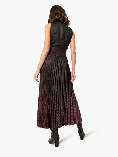 Shop Mary Katrantzou Julia Pleated Check Midi Dress In Black