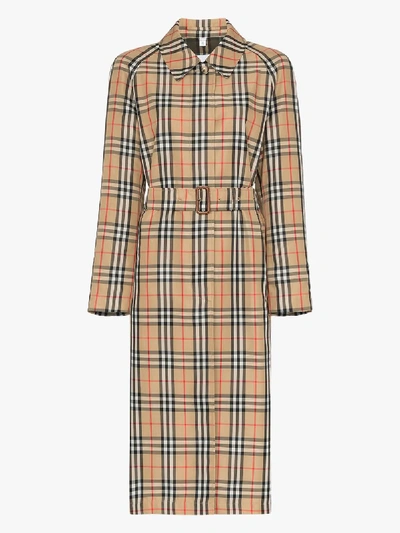 Shop Burberry Belted Vintage Check Trench Coat In Brown