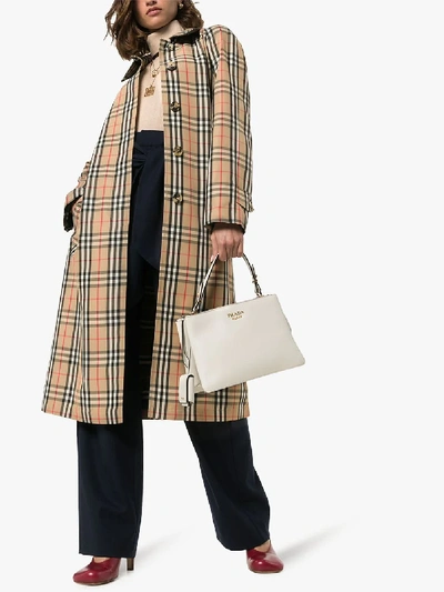 Shop Burberry Belted Vintage Check Trench Coat In Brown