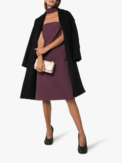 Shop Bottega Veneta High Neck Cutout Dress In Purple